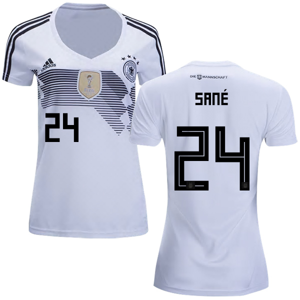 Women's Germany #24 Sane White Home Soccer Country Jersey - Click Image to Close